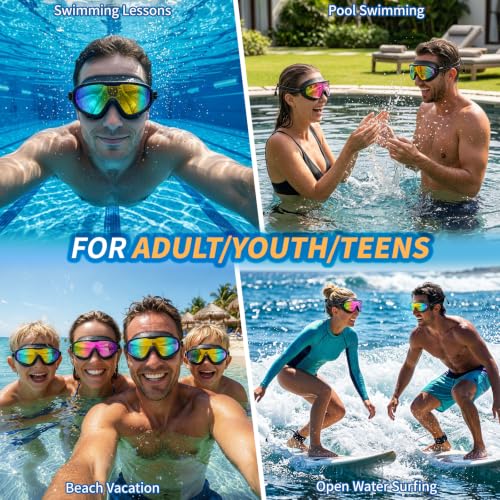 Kids Swim Goggles with Bungee Strap - Anti-Fog, No Leak - Aqua & Bright Rose