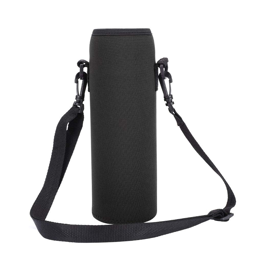 Mrisata Neoprene Portable Insulated Water Bottle Sling Holder Bag, 1L Carrier, Black