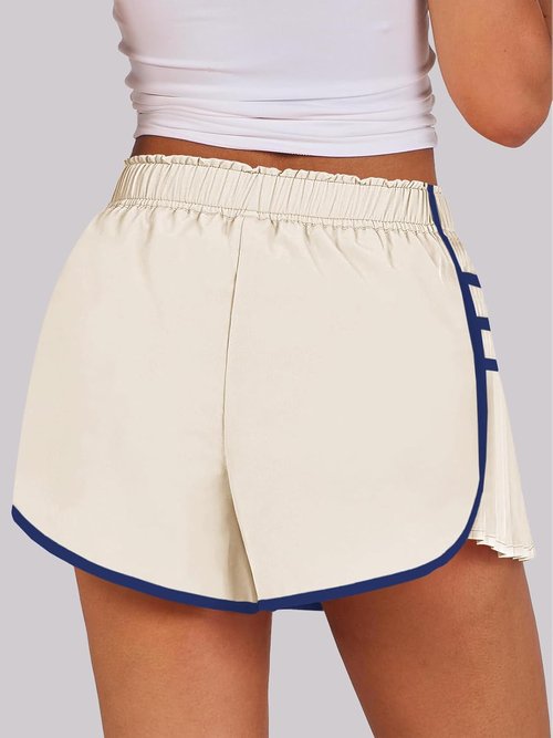 Fisoew Women's Athletic Gym Shorts - Quick-Dry, Elastic Waist, Pleated Design | Perfect for Running