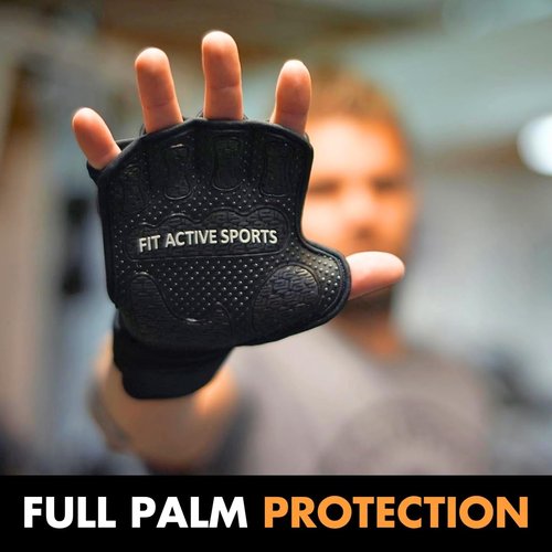 Fit Active Sports Gripper Weight Lifting Gloves with Wrist Wraps - Extra Grip & Padding for Lifting, Gym Workout, Cross Training Fitness, & Weightlifting. for Men & Women. No Calluses (Large)