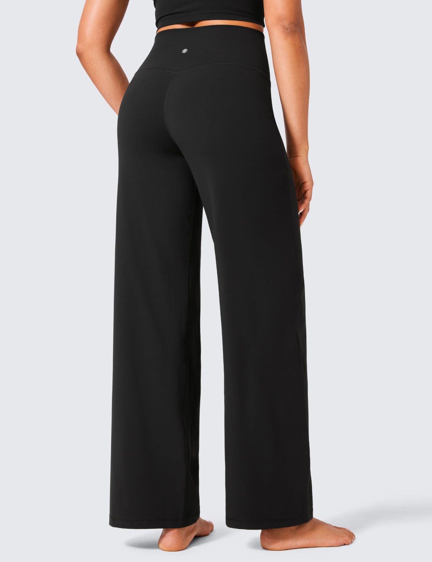 CRZ YOGA Womens Butterlift High Waisted Wide Leg Pants with Pockets 31" - Yoga Lounge Pants Buttery Soft Comfy Casual Black Large