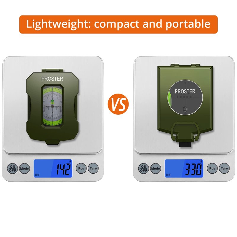 Proster IP54 Hiking Compass - Professional Military Compass with Sighting Clinometer Aluminum Alloy Camping Compass Waterproof with Carry Bag