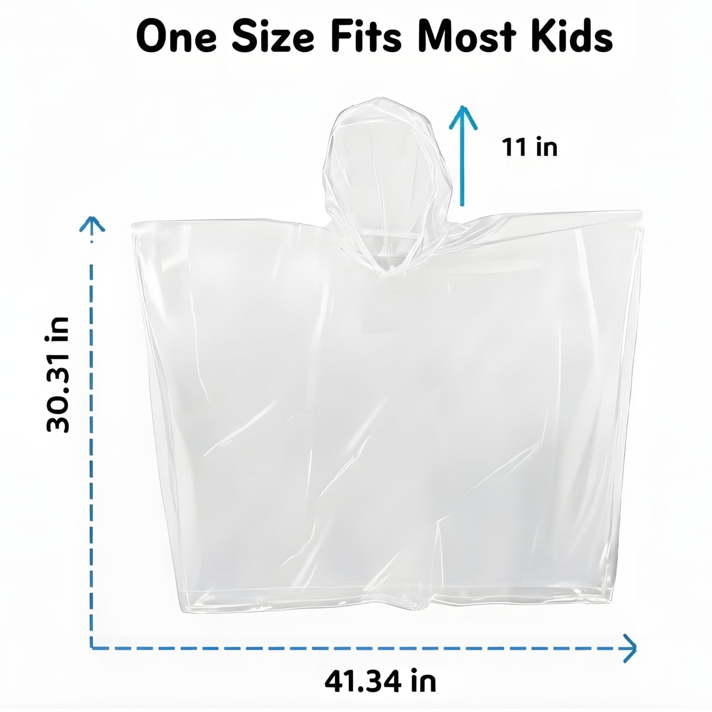PulseRipple 12-Pack Kids Clear Rain Ponchos with Hood, Breathable Cape-Style Disposable Emergency Rain Cover, One Size Waterproof Lightweight for School Trips Camping Outdoor Sports & Festivals