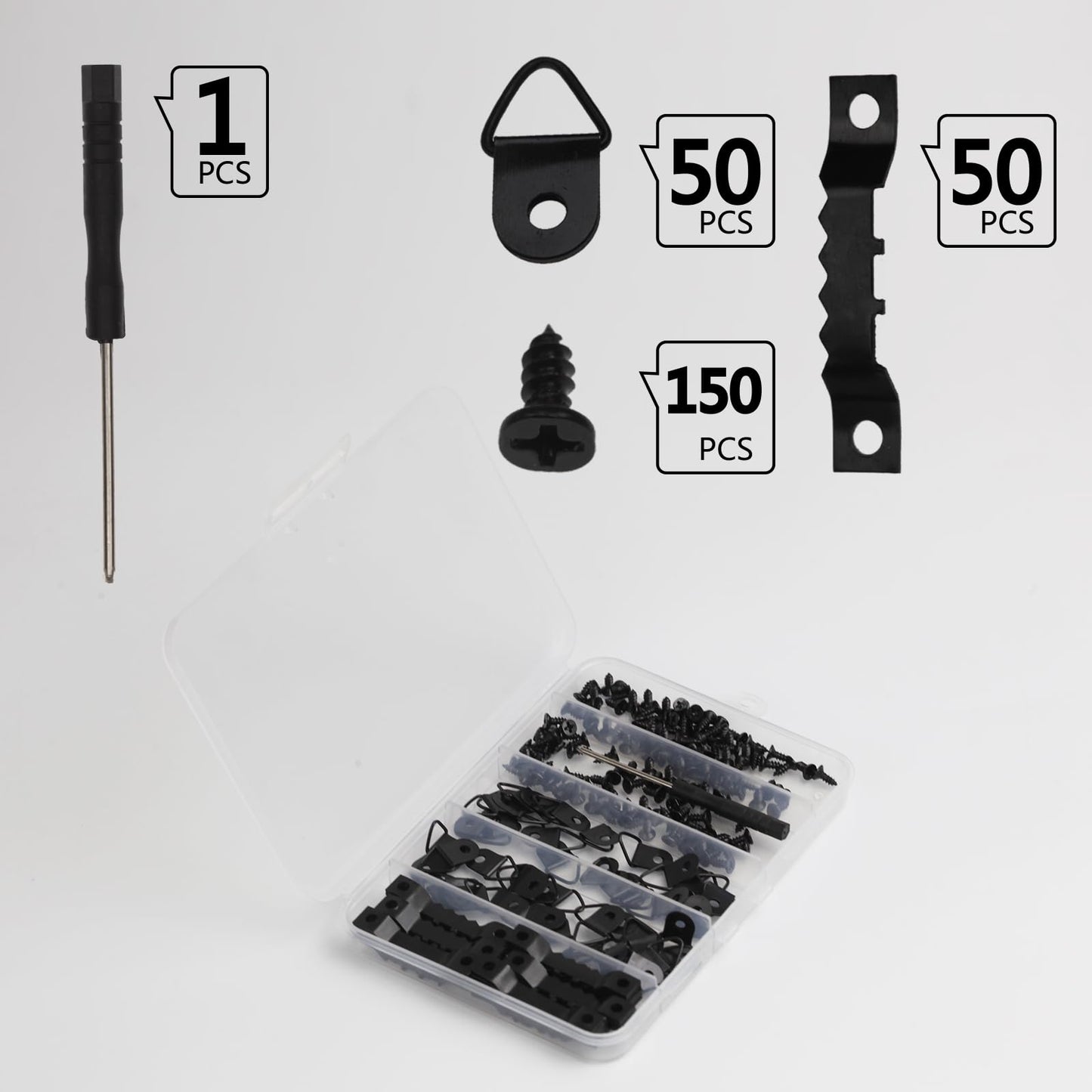 251 Pcs Picture Hanging Kit Heavy Duty Picture Hangers with Screws Black Picture Frame Mounting Hardware Picture Frame Hanging Kit Picture Hanging Hardware Tool for Frame Hanging
