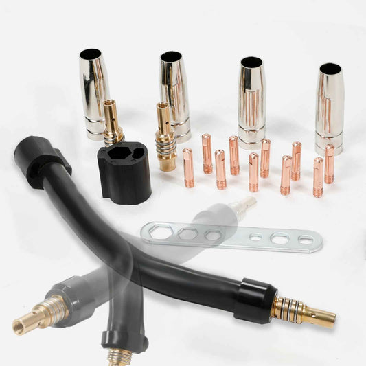 Flexible Mig Welding Neck, 360 Flexible Mig Extension, 030 Inch 0.8mm M6 Nozzle Holder Diffuser&Guard&Torch Neck for MB15 15AK Flexible Mig Gun Extension