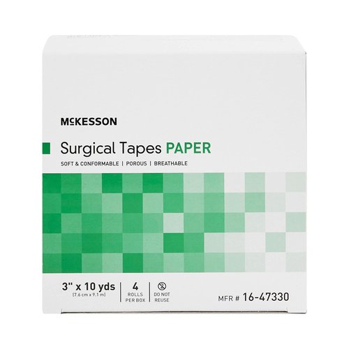 McKesson Surgical Tape, Non-Sterile, Paper, Air and Moisture Permeable, 3 in x 10 yds, 4 Count