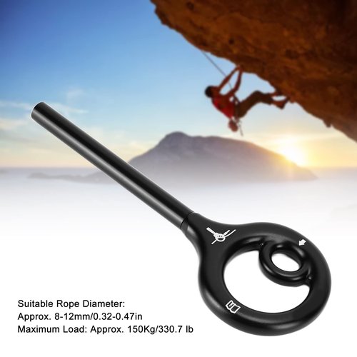 KLLJRFW 9 Rescue Figure, 9 Shape Rigging Descender Anti Falling Outdoor Climbing Gear Speed Descent Device for Rock Climbing Belay and Rappelling Equipment (Black)