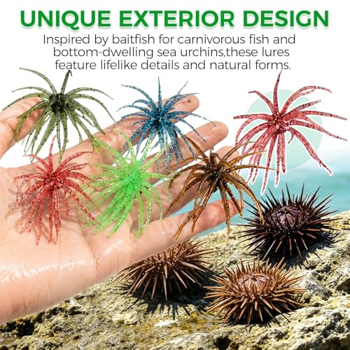 Penicfine 10PC 4.3 Inch Tentacle Fishing Lure Soft Plastic Sea Urchin Bait