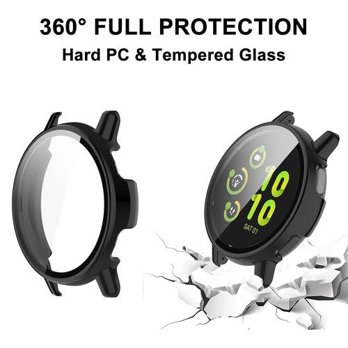 HXFRTYU 8 Pack Case for Garmin Vivoactive 6 Screen Protector, Hard PC Bumper Overall Protective Tempered Glass Cover Accessories for Garmin Vivoactive 6 SmartWatch