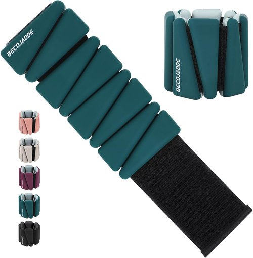 BECOJADDE Ankle Weights - Adjustable 1 lb/2 lb/3 lb Set for Pilates, Running, Yoga | Perfect for Arm & Leg Workouts