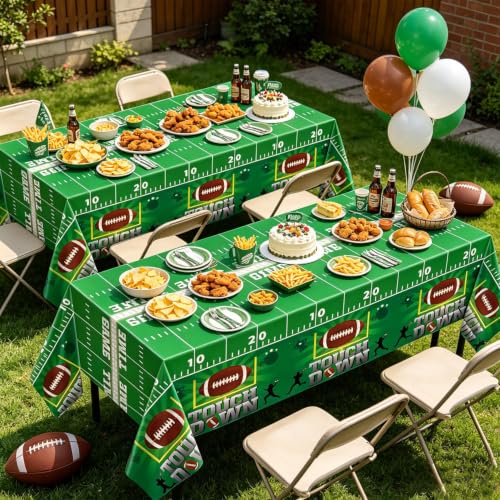 Football Tablecloths - 4 Pack Touchdown Party Covers, 86 x 51 Inch