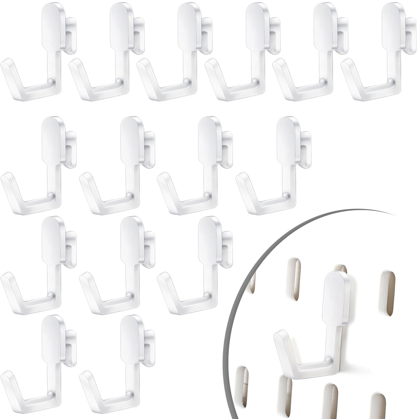 CroBlissful 15 Pcs Pegboard Hook Compatible with IKEA Skadis Organizer Accessories, Hook Accessories Compatible with IKEA, Pegboard Hooks for Garage Home Office Indoor Supply(White)