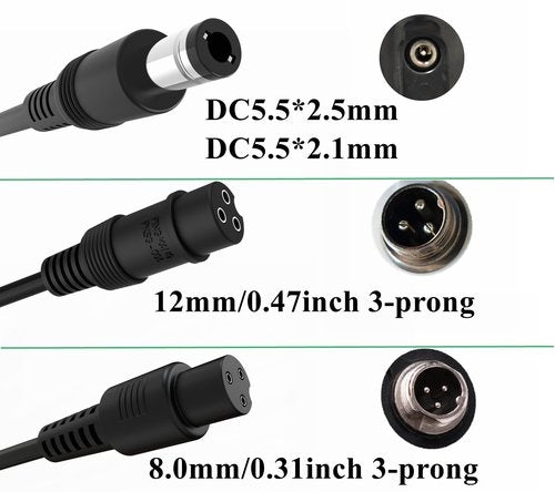 WOJIADA 29.4V 2A 3Plugs Electric Scooter Charger, 3in1 Plugs Replacement for 25.2V 25V Lithium Hoverboard E-Bike Scooter gotrax,hiboy,Jetson