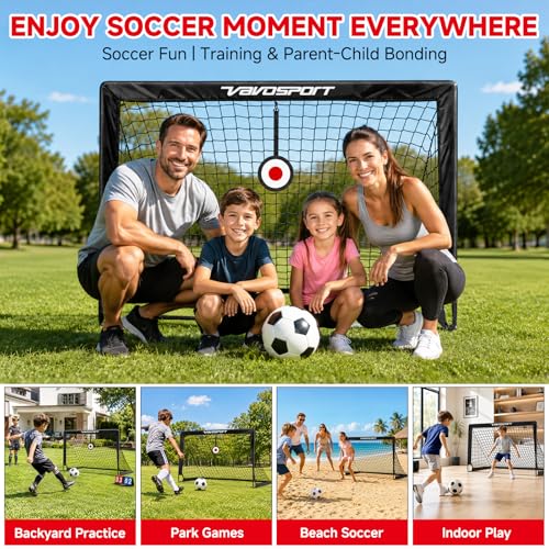 Kids Soccer Goals Set - 2 Pack 4x3 FT with Targets & Carrying Bag