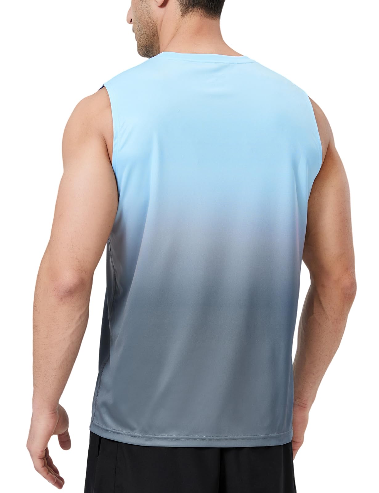 Upocool Men's Sleeveless Workout Swim Shirt Quick Dry Athletic Running Gym Muscle Beach Tank Top Blue Gradient XL