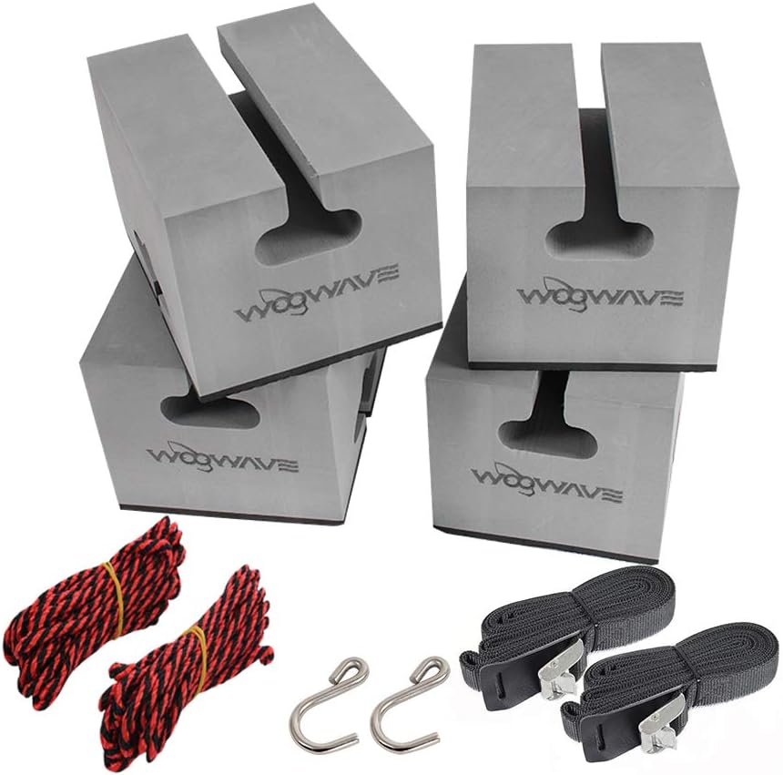 WOOWAVE Canoe Carrier - Deluxe Soft Foam Block Kit for Roof Racks | Universal Fit with Tie-Downs, 6 Inches