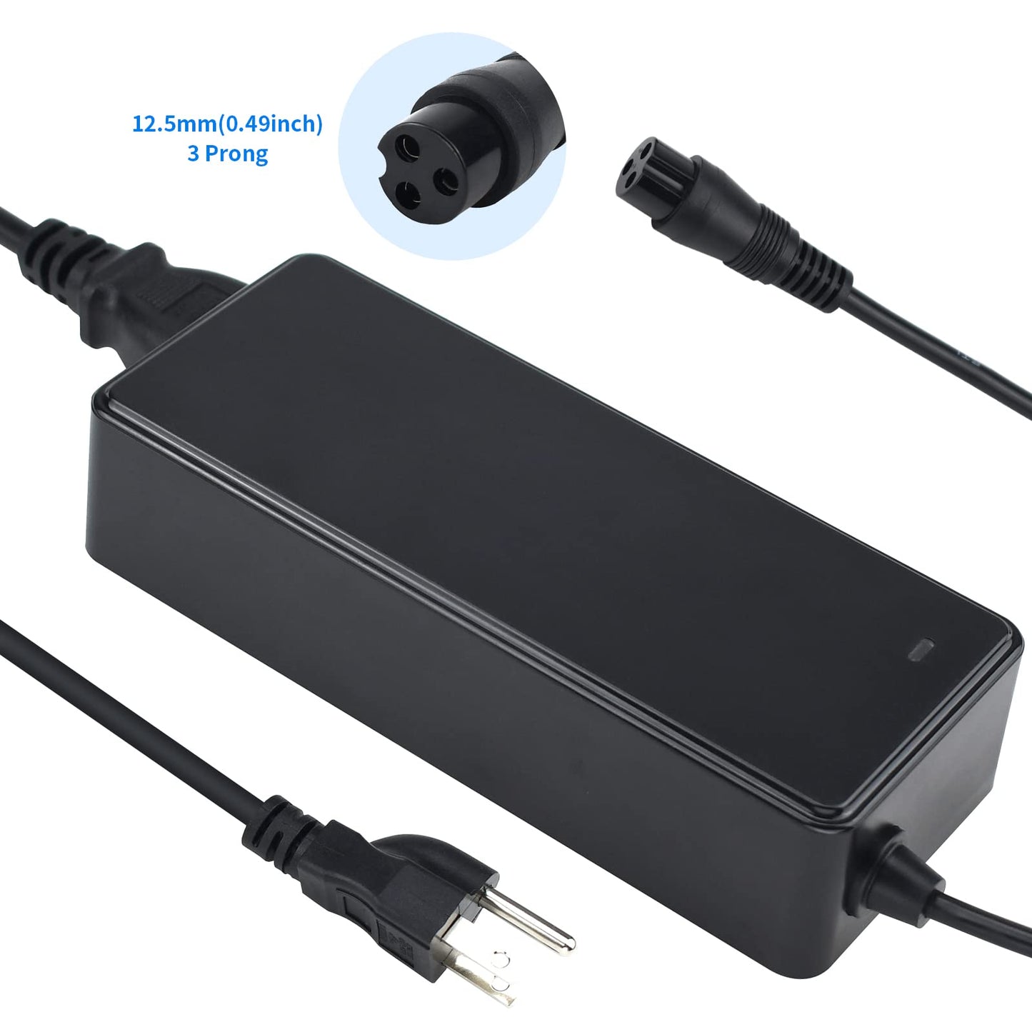 54.6V 2A Charger for Electric Scooter 48V Lithium Li-ion Battery, Power Supply for 120W 54.6 Volt Li-ion Connector Replacement with M16 Connector, 3 Prong Jack GX16