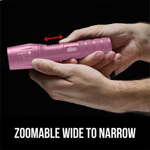 Gorilla Grip Tactical Flashlight - Powerful 750 FT LED, Water Resistant, 5 Adjustable Modes | 2 Pack, Pink