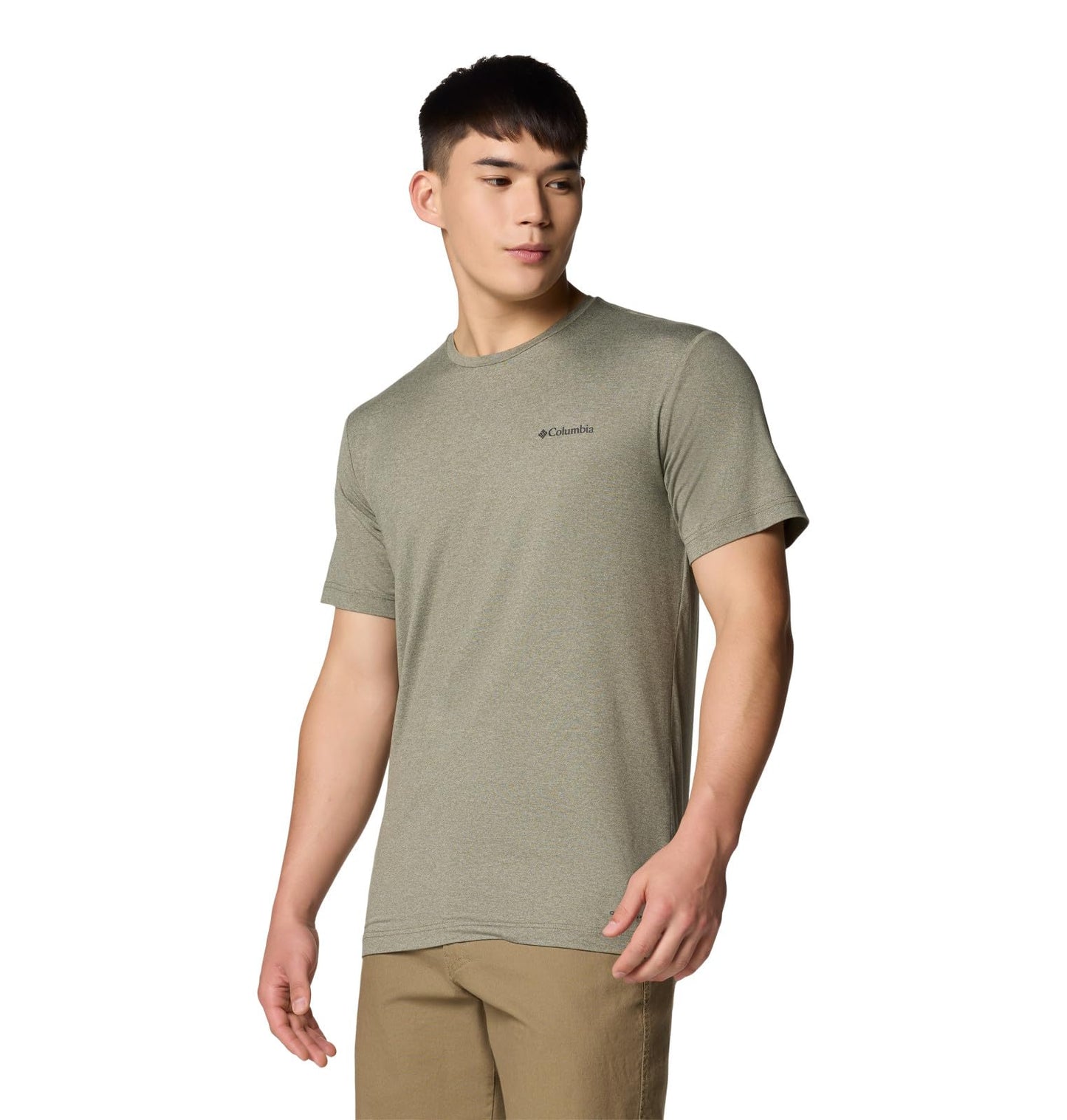 Columbia Men's Kwick Hike Back Graphic Short Sleeve Tee, Stone Green Heather/Linear View Multi, X-Large