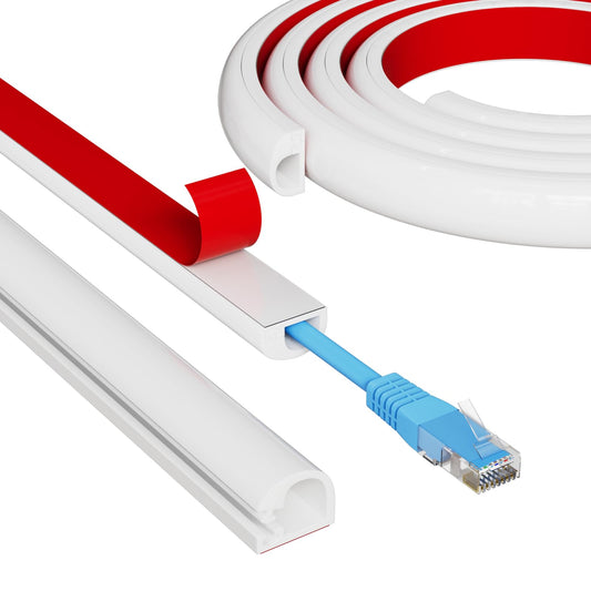 39" Side Open One Cord Hider (<1/4") for Wall Mounted Tv,Extension Cable Cover to Hide Conceal Cords Along Wall,Wire Raceway Management Cable Concealer Channel,Electric Cord Organizer Wiremold,White