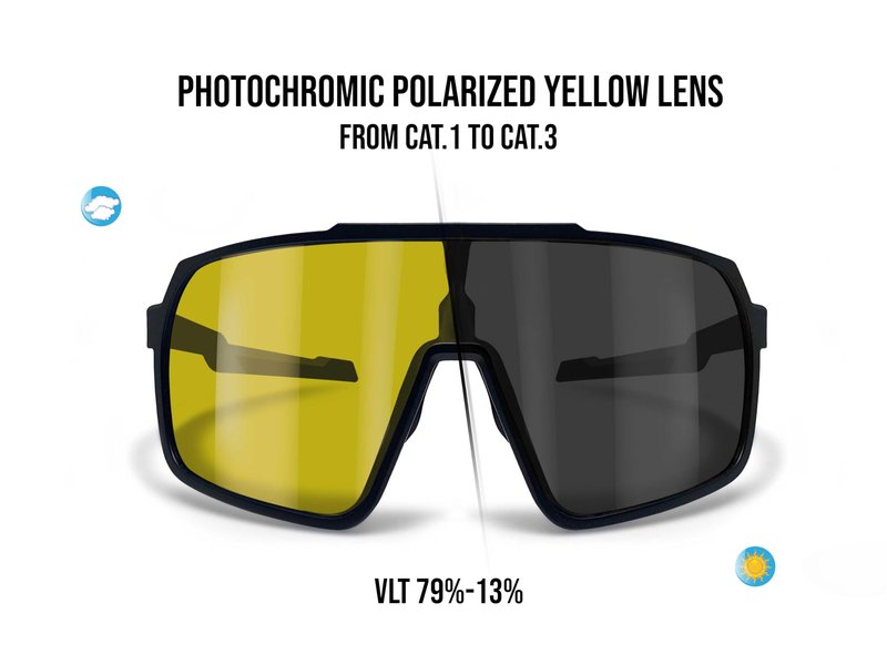 Bertoni Sports Cycling MTB Sunglasses Men Women Photochromic Polarized Yellow Lens Optical RX Carrier acc. - GEMINI
