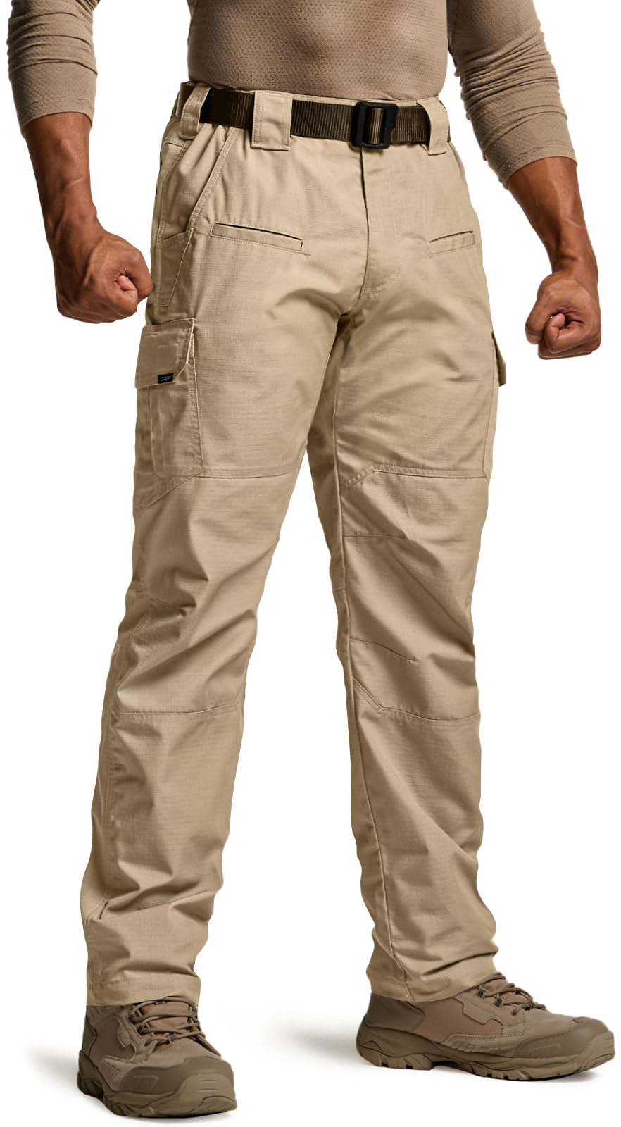 CQR Men's Tactical Pants, Water Resistant Ripstop Cargo Pants, Lightweight EDC Work Hiking Pants, Outdoor Apparel, Raider Khaki, 44W x 30L