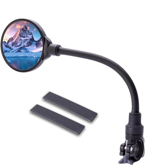 Bike Mirror Handlebar Mount (1 Pcs) 360° with 2 straps, Adjustable Bike Rear View Mirror with Anti-Glare, Shatterproof-mirrors for ebike, Scooter, Mountain & Road Bikes
