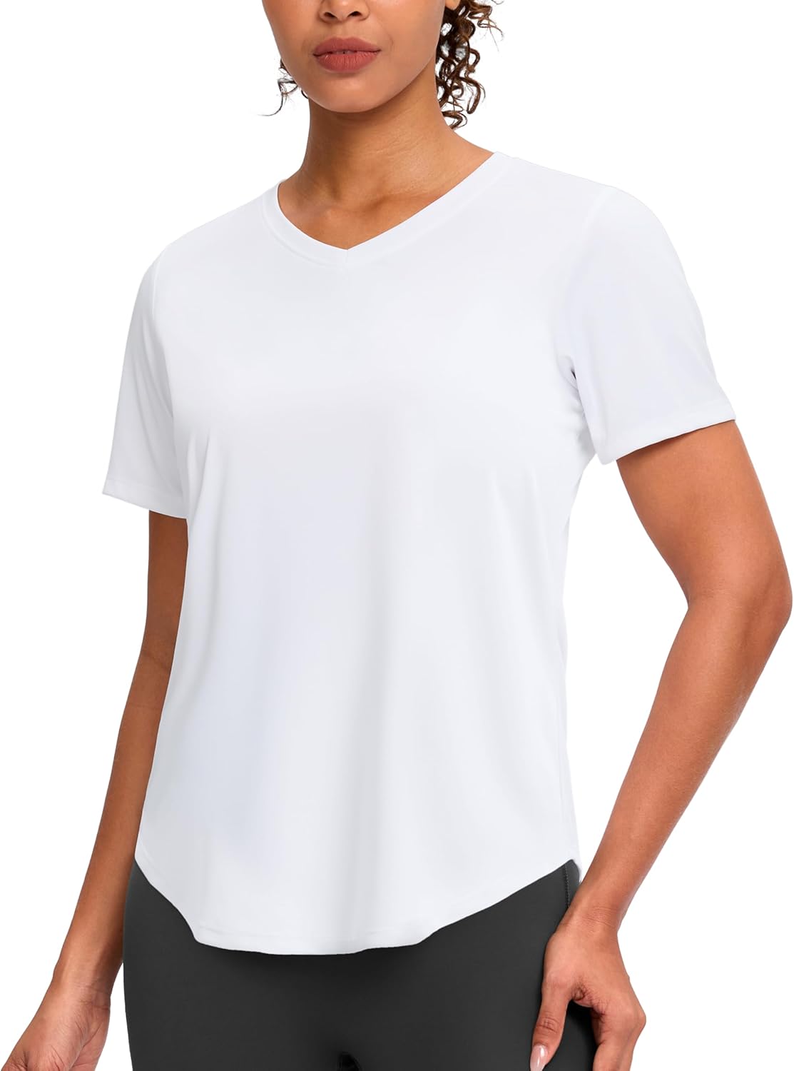 Skiennix Women's V-Neck Workout Shirt - Moisture-Wicking UPF 50+ Dry Fit Top for Gym & Running