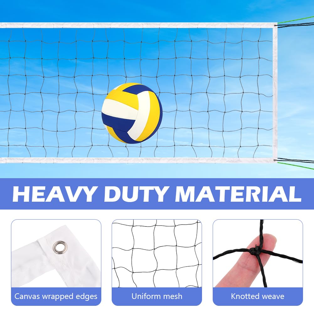 Professional Volleyball Net Outdoor,31.17x3.28ft Net, Canvas Edge Fitness Playground Volleyball Net (Black)