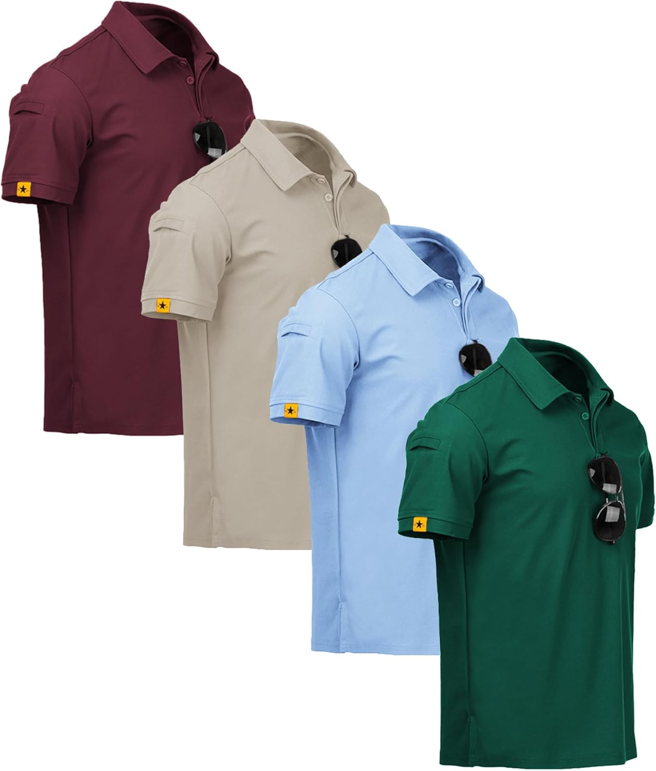 ZITY Men's Polo Shirts - 4 Pack Short Sleeve Athletic Golf & Tennis Collared Tees | Comfortable Fit
