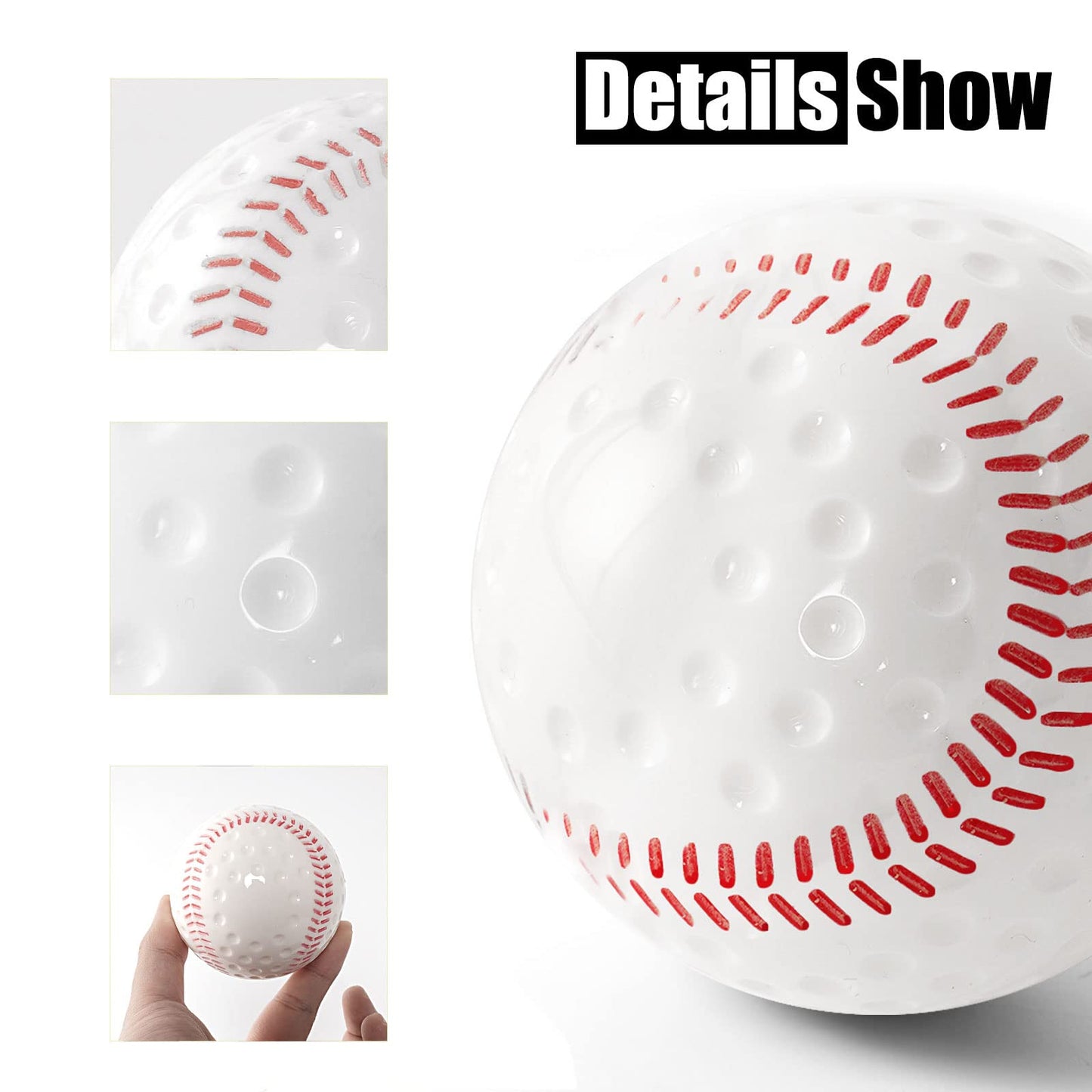 Baisidiwei Baseballs 12 Pack Dimpled Baseballs, 9-Inch Pitching Machine Balls for Hand-Eye Coordination, Hitting and Fielding Practice (Orange)