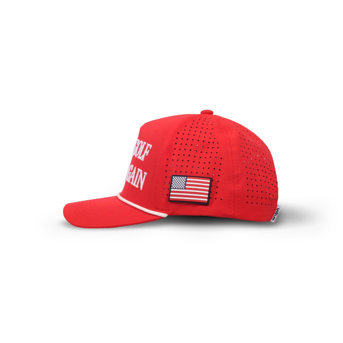 wolph American Golf Hat – Funny Golf Snapback Cap – Rope Golf Hat – Adjustable & Breathable – Funny Golf Gift for Men and Women. Red