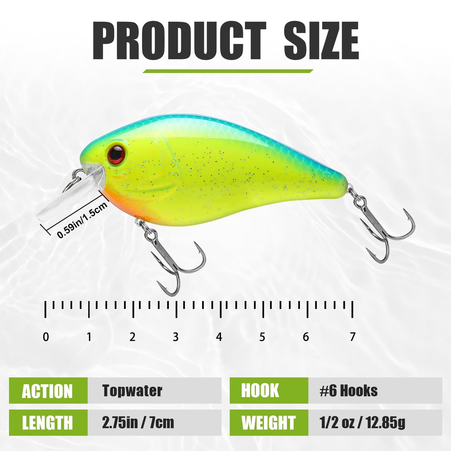 TRUSCEND Craz Crankbaits Fishing Lures, Squarebill Crank Baits for Bass Fishing, Wobble Swimbait for Trout Crappie Walleye Pike, Shallow Diving Crank Bait Freshwater and Saltwater Topwater Lures