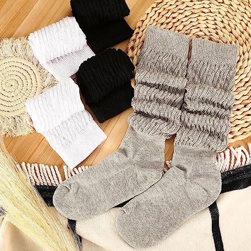 Slouch Socks for Women - 3 Pairs in Black, White, Gray