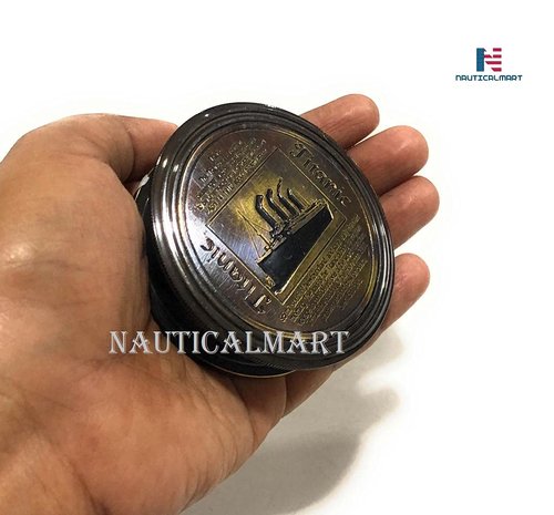 Brass Pocket Compass Marine Titanic Antique Style Engraved Romantic Gift Ideas for Him/Her - Husband Gifts from Wife, for Men Maritime Nautical Compass Hiking Camping Hunting Trekking