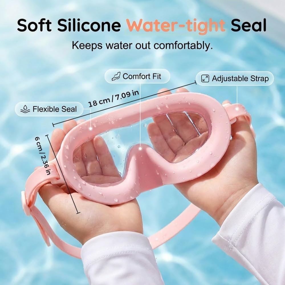 Runsgo HD Children's Waterproof Anti-Fog Swimming Goggles - Large Frame with Wide View & Nose Cover