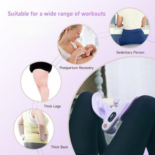 Upgraded Purple Inner Thigh Exerciser with LED Display, 0-70lb Adjustable Inner Thigh Exerciser, Pelvic Floor Muscle Trainer, 360°Hip Trainer for Women Postpartum Recovery (Purple)