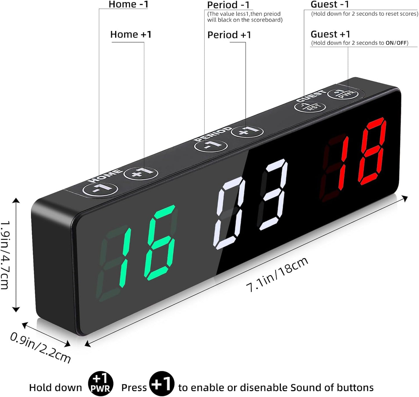PELLOR Mini Digital Scoreboard - Portable Magnetic Electronic Display with Rechargeable Battery for Indoor & Outdoor Games