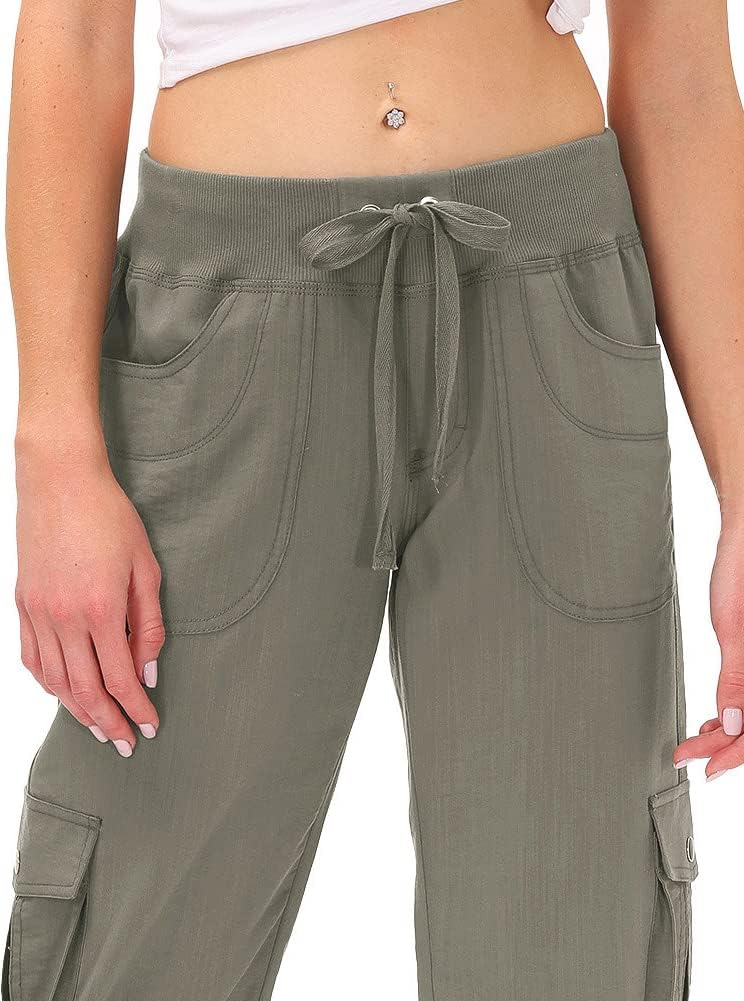 MoFiz Women's Capris - Lightweight Casual Pants with Pockets | Comfortable Baggy Cargo Style