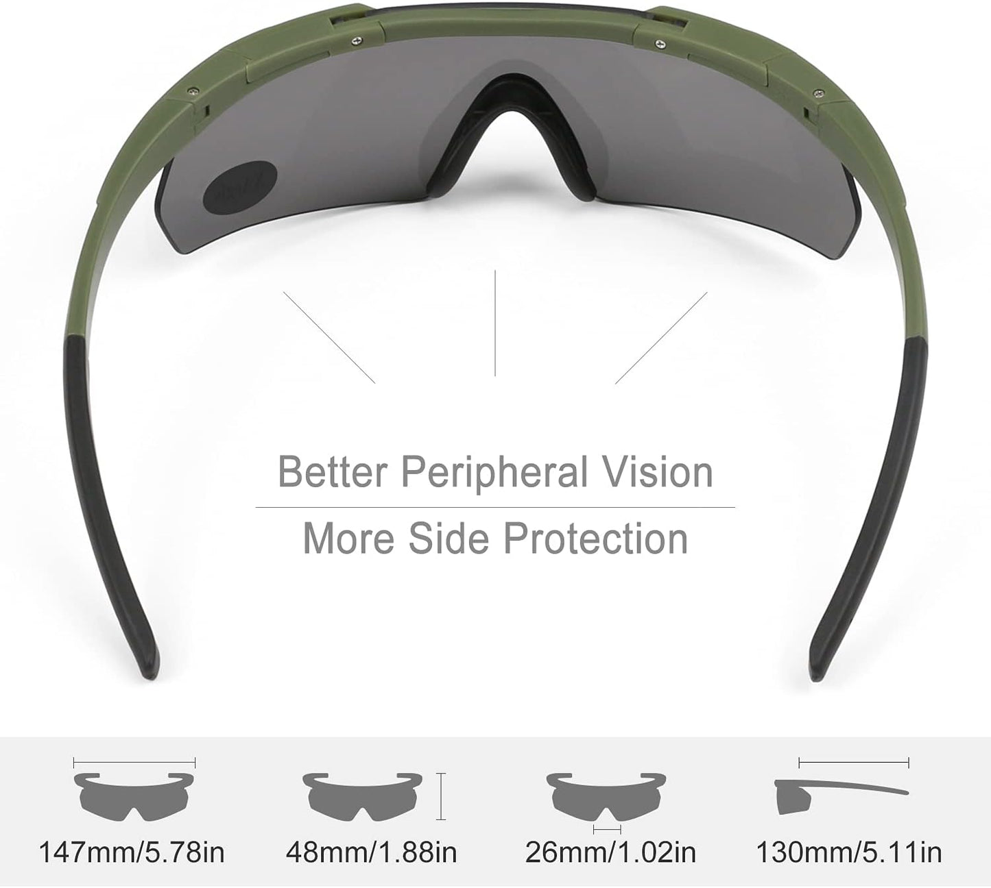 Xaegistac Tactical Shooting Glasses - High Impact Eye Protection with 3 Interchangeable Lenses