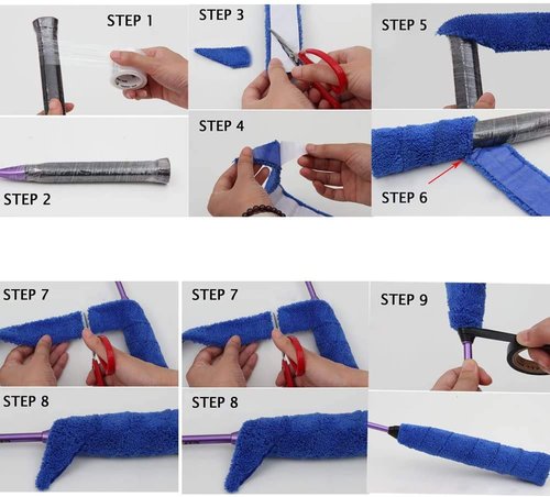 ITODA Badminton Tennis Racket Towel Hand Glue,Cotton Anti-Skid Sweat Tape Badminton Racket OverGrip Sweatband Tape Wraps (Blue)