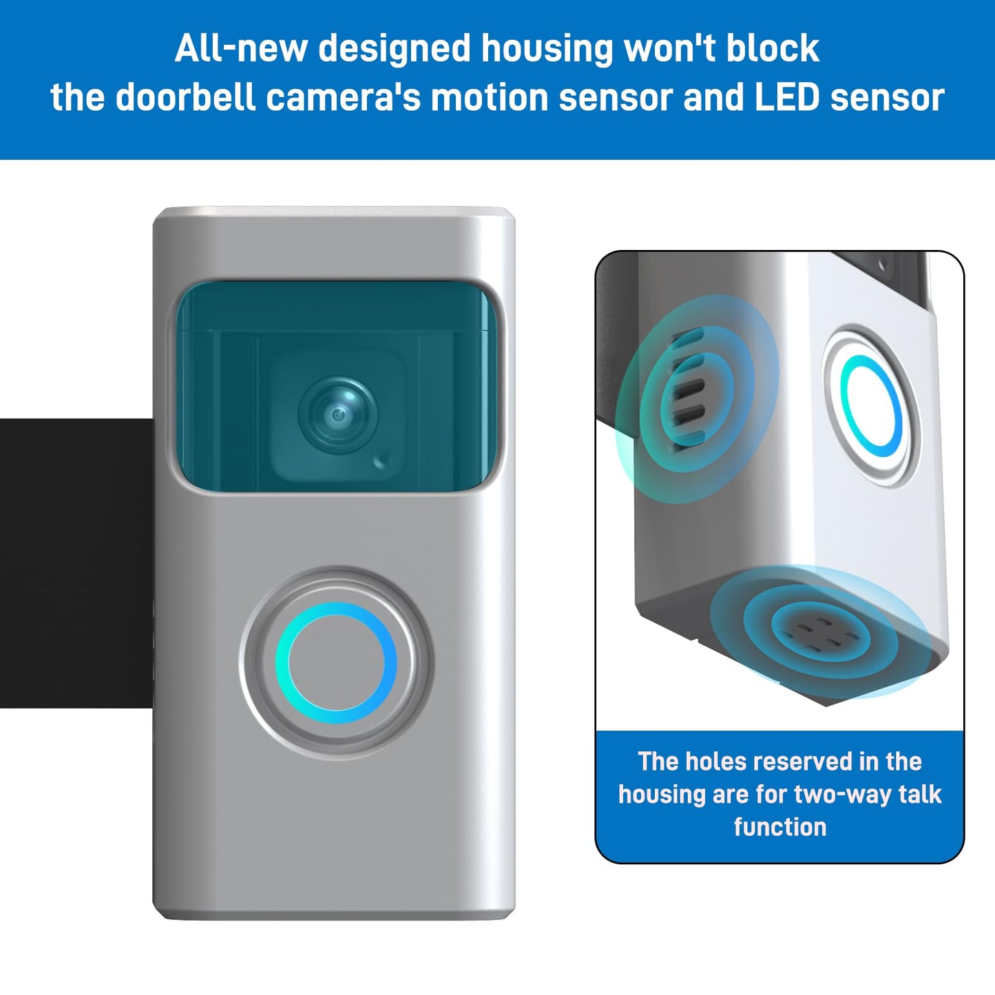 Anti-Theft Ring/Doorbell Mount Compatible with Ring Battery Doorbell and Battery Doorbell Plus/Pro No-Drill Doorbell Holder Accessories for Houses, Apartments (Silver)