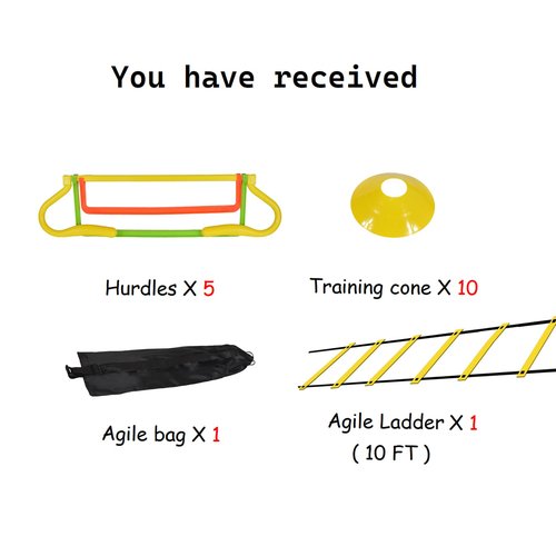 TNZMART Agility Hurdles, Adjustable Training Hurdles with 4 Heights and 3 High Visibility Colors for Soccer, Agility and Fitness Training (Set of 5, Colorful)