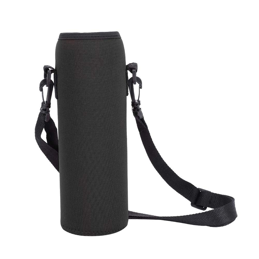 Mrisata Neoprene Portable Insulated Water Bottle Sling Holder Bag, 1L Carrier, Black