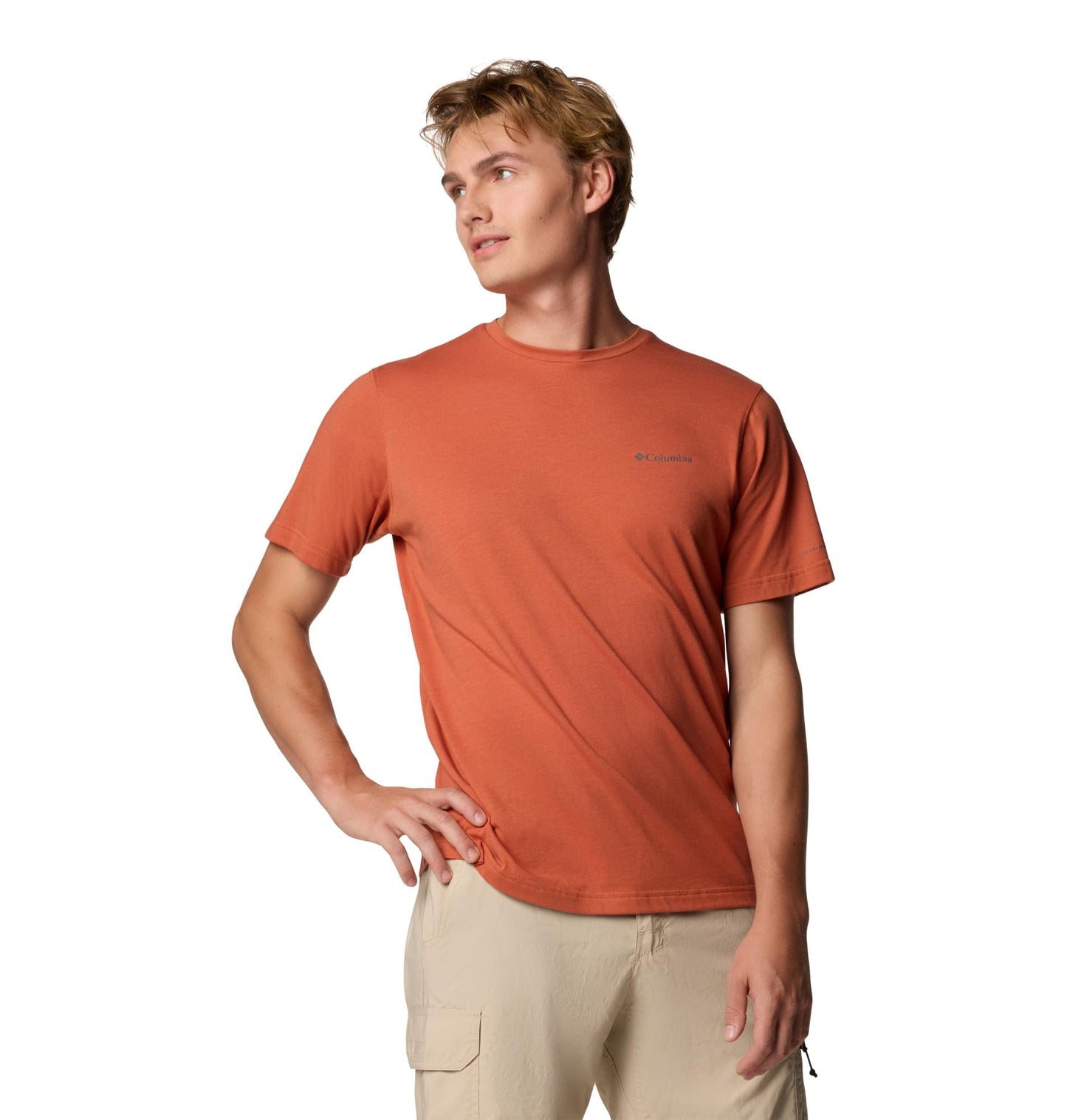Columbia Mens Thistletown Hills Short Sleeve T-Shirt, Tuscan Heather, X-Small