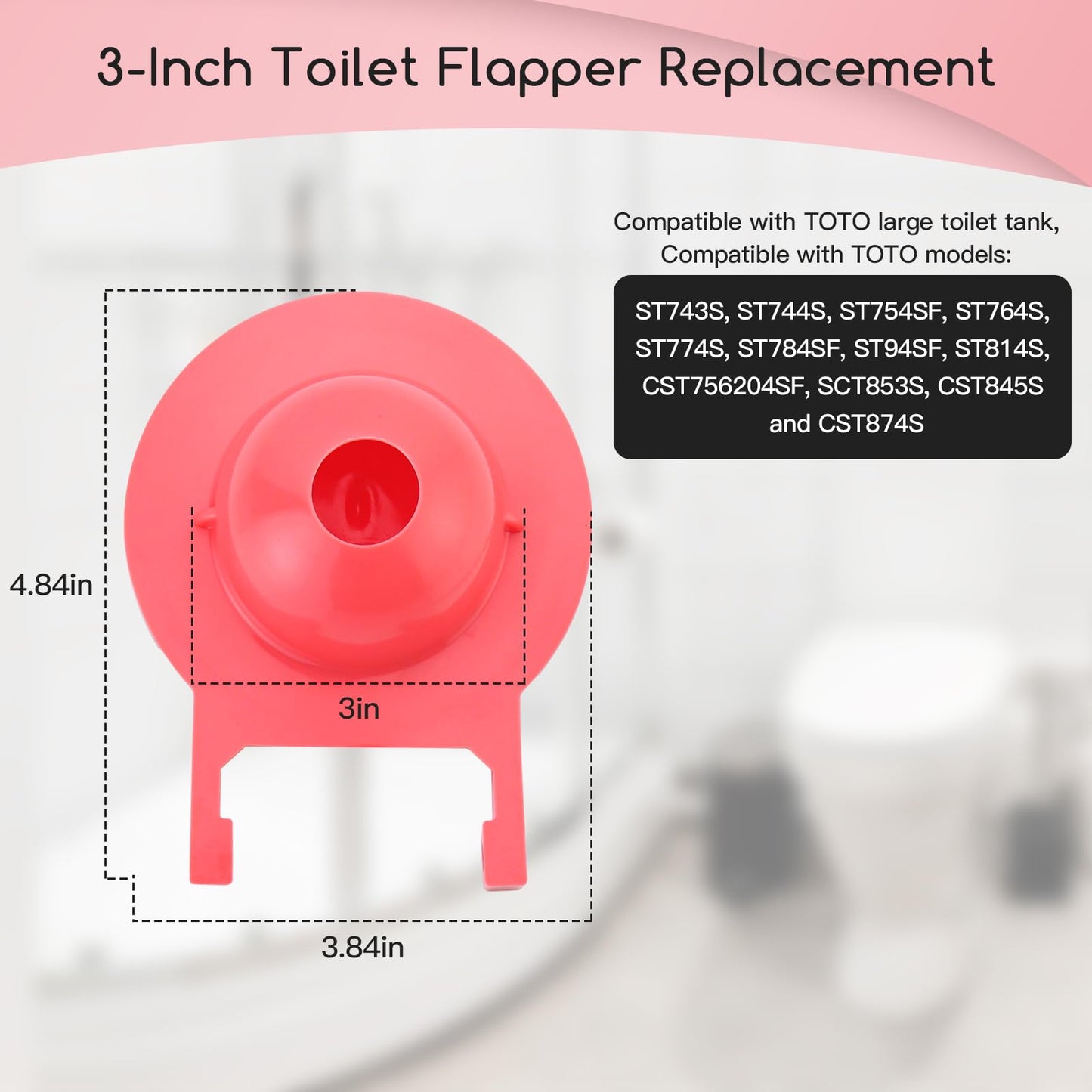 3-Inch Toilet Flapper Replacement for TOTO Toilet Tank Plug Flapper, Compatible with TOTO Flapper Model G-Max, THU138S, THU175S and THU331S, Easy to Install