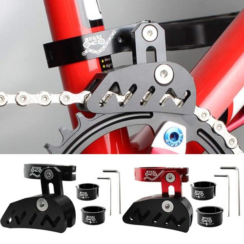 Bike Chain Guide MTB Bike Protector Road Bicycle Mountain Cycle Chain Guide Tensioner with Hollowed Design for Single Disc Sprocket, Front Dial Smooth Driving(Black)