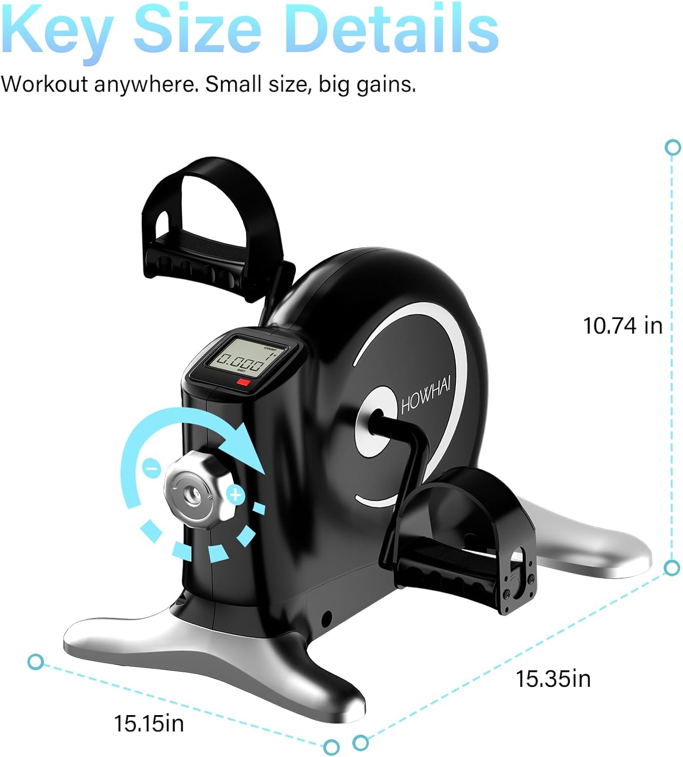 Under Desk Bike Pedal Exerciser - Mini Exercise Bike for Arm & Leg Workouts | Portable with LCD Display