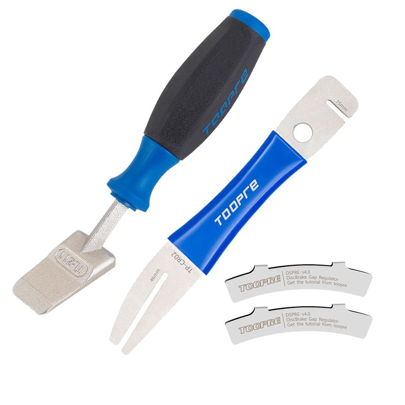 TIKBRO Hydraulic Piston Press for Bicycle Disc Brakes Repair Tool Kit 4-piece Set Rotor Truing Fork Rotor Adjustment Tool Disc Brake Gap Regulator Bike Disc Alignment Tool