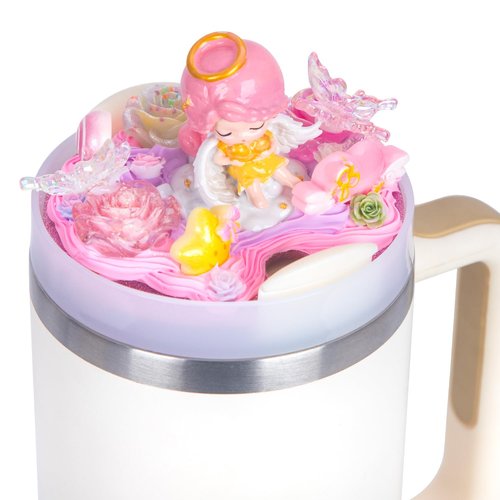 foci cozi Compatible with Stanley Cup Lid Accessories Charms,Angel Sparkling Flower Charms for Stanley Cups H2.0 Accessories 30oz 40oz (Angel Pink, 30oz)